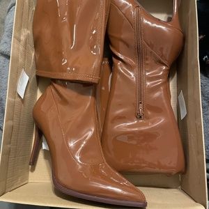 Over the knee cognac Patton leather boots